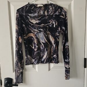 Free Kisses Marble Print Long Sleeve Blouse